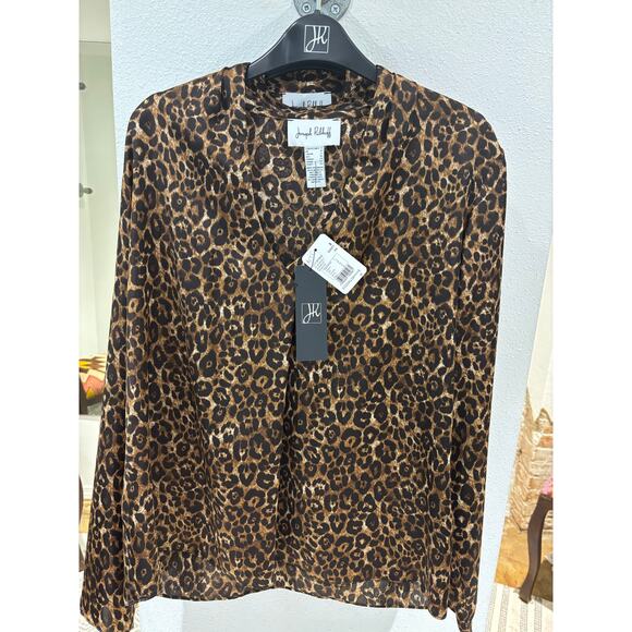 NWT Joseph Ribkoff Beige/Black Satin Animal Print Top Style 244253 Size 8 - Picture 9 of 10